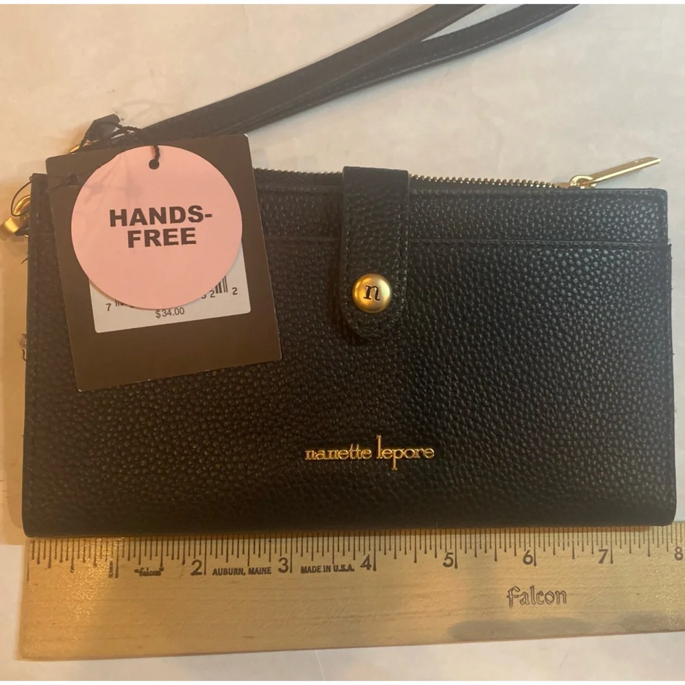 Nanette Lepore Gemma Slim Wristlet convertible wallet multi compartment zip top
